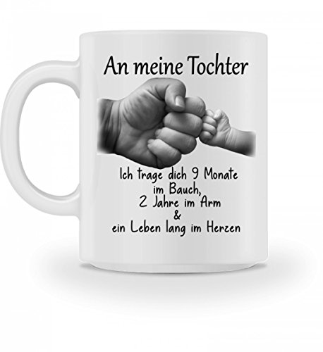 Tasse zur Geburt 375ml Keramik Weiß mit Spruch Kaffeetasse An meine Tochter Baby Mutter Mama Familie von Galeriemode