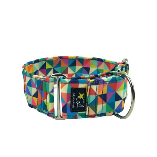 Galguita Amelie Martingale Halsband für Hunde, Dreiecke, Mehrfarbig, 5 cm breit, Größe XL (50-59 cm Umfang) von Galguita Amelie