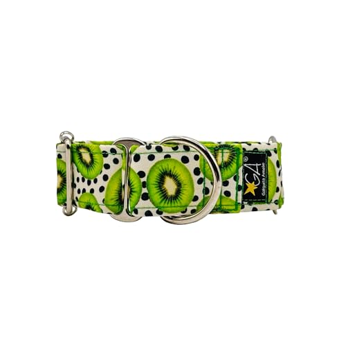 Galguita Amelie Martingale Hundehalsband, Kiwis, 4 cm breit, Größe M (30-39 cm Umfang) von Galguita Amelie