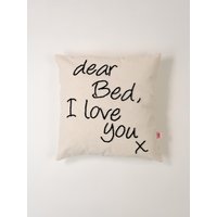 Galia Tasarim - Liebes Bett, Ich Liebe Dich Kissenbezug Lustiges Zitat Kissen 45 X cm Leinen Dekokissen Punsch Gesticktes Textdekor von GaliaDesignStudio