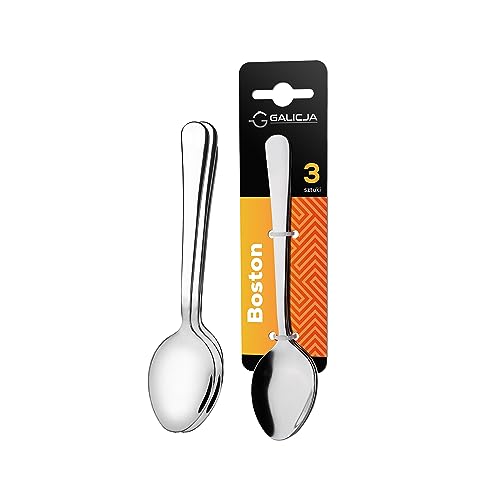 Galicja Boston Besteck Aus Edelstahl – Essbesteck – Cutlery – Edelstahl Besteck – Bistrobesteck – Besteck Rostfrei – Teelöffel – Cutlery 3er-Set 14x3cm von GALICJA