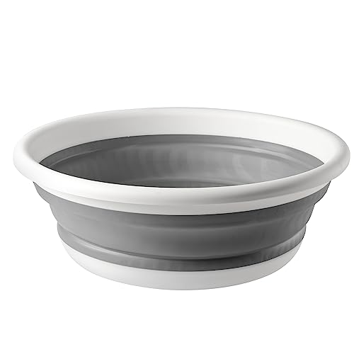 GALICJA Klappschüssel Faltschüssel COMPACT – Plastik Schüsseln – Salatschüssel – Bowl Schüssel – Salatschüssel Groβ – Salad Bowl – Groβe Salatschüssel – 9l 37x37x13,5cm Grau-Weiß von GALICJA