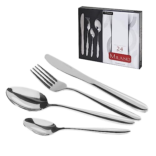 Galicja MILANO Besteckset – Besteck Aus Edelstahl – Essbesteck – Cutlery Set – Edelstahl Besteck – Bistrobesteck – Besteck Rostfrei – Cutlery 24er-Set von GALICJA