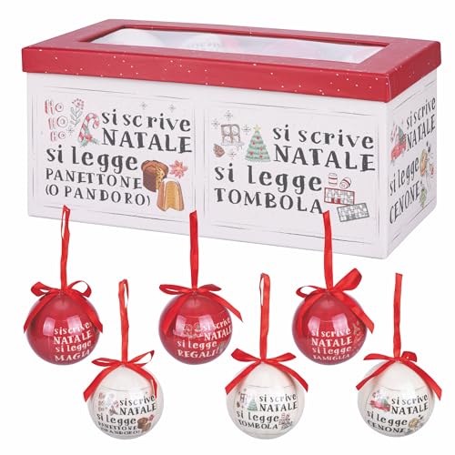 12er Set Weihnachtskugeln Ø 7,5 cm glänzend im Geschenkkarton mit Schriftzug beschriftet von Galileo Casa