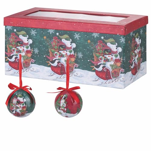 12er Set Weihnachtskugeln Ø 7,5 cm glänzend in Geschenkbox, Weihnachtsfiguren, Santa's House von Galileo Casa