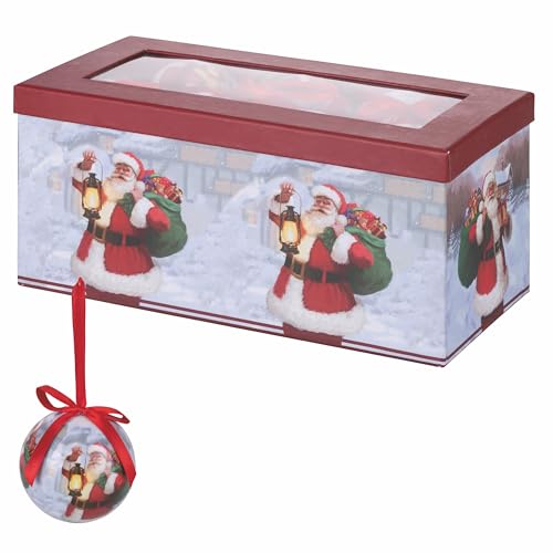 12er Set Weihnachtskugeln Ø 7,5 cm glänzend in Geschenkbox Weihnachtsdeko Weihnachtsmann Weihnachten traditionell Santa's House von Galileo Casa