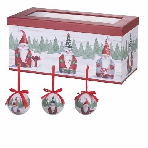 12er Set Weihnachtskugeln Ø 7,5 cm glänzend in Geschenkbox Weihnachtsmann Weihnachtsdeko Santa's House von Galileo Casa