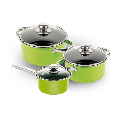 Galileo Casa 2197976 6-teilig 2 Stielkasserolle 20/24+1 Kasserolle 16 Grün, Kohlenstoffstahl von Galileo Casa