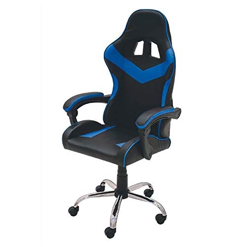 Galileo Casa Gaming-Stuhl mit blauen und schwarzen Rädern, Schwarz, Maße: L 61 x B 56 x H 123 cm von Galileo Casa