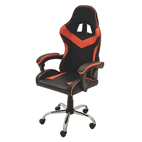 Galileo Casa Gaming-Stuhl mit roten und schwarzen Rädern, Schwarz und Rot, Maße: L 61 x B 56 x H 123 cm von Galileo Casa