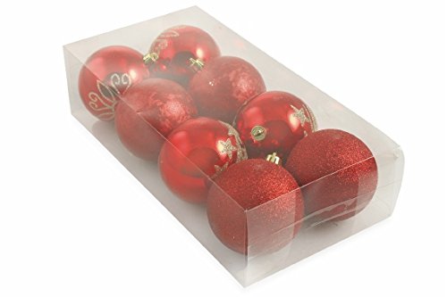 Galileo Casa Weihnachten Set Christbaumkugel, rot, 8 x 8 x 8 cm, 8 Stück von Galileo Casa