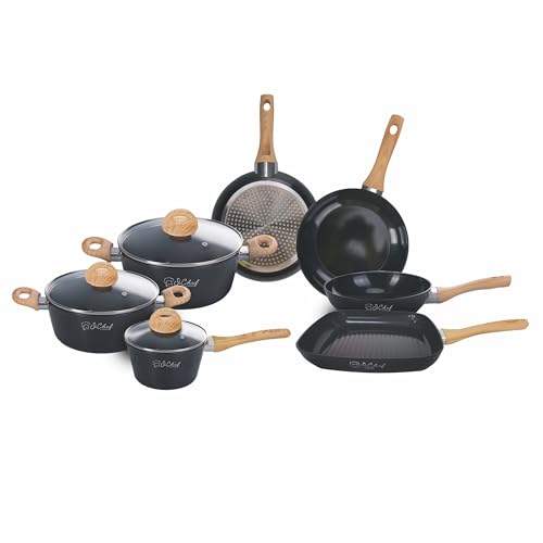 Osaka SìChef Topfset, 10 Stück, Antihaft-Keramik-Innenbeschichtung, Aluminiumlegierung, Induktion Osaka SìChef Topfset, 10 Stück, Antihaft-Keramik-Innenbeschichtung, Aluminiumlegierung, Induktion von Galileo Casa
