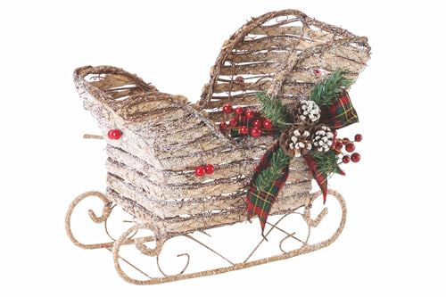 Santa's House Rattan-Schlitten 35,5 x 15,5 x 24,5 cm von Galileo Casa