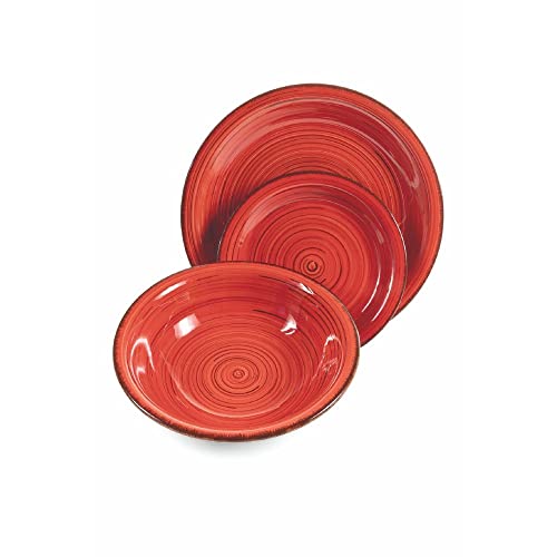 Tellerservice rot 12-teilig aus Steinware, 4-Sitzer Tischplatte, Dubai Light von Galileo Casa