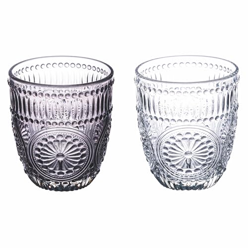 Galileo 2er-Set Wassergläser 330 ml aus Glas mit geometrischem Reliefdekor Sevilla Sibilla von Galileo
