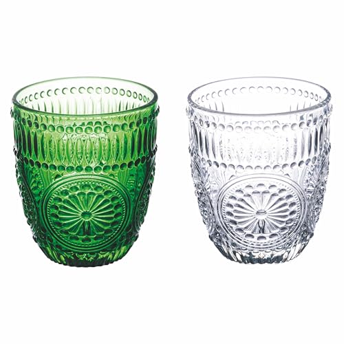 Galileo 2er-Set Wassergläser 330 ml aus Glas mit geometrischem Reliefdekor Sevilla Sibilla von Galileo