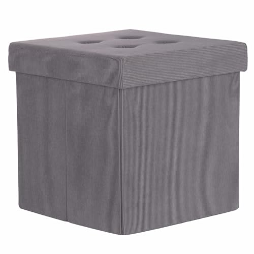 Galileo Mehrzweck-Sitzsack mit Aufbewahrungsbox, Struktur aus MDF, Bezug in Cordoptik, grau, 38 x 38 x 38 cm, Sibilla von GALILEO