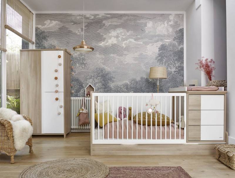 Galipette Babymöbel-Set Sasha, (6-St), bestehend aus Schrank, Bett, Regal, Kommode, Schreibtisch & Ablage von Galipette