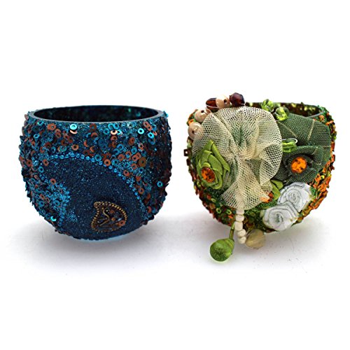 8 Gläser Windlicht Teelicht Glas Kerzenhalter Kerzenglas Windlichtglas Teelichtglas Dekoration Licht Bunt Pailletten Set/8 - Gall & Zick von Gall&Zick