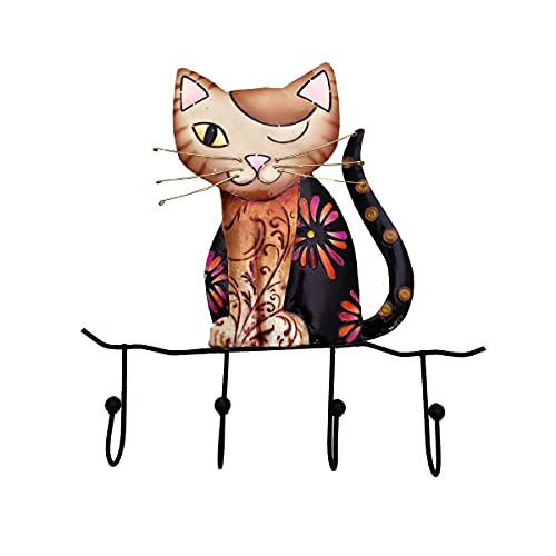 Gall&Zick Dekofigur Katze aus Blech mit Perlmutteinlagen (Wandhaken braun) von Gall&Zick