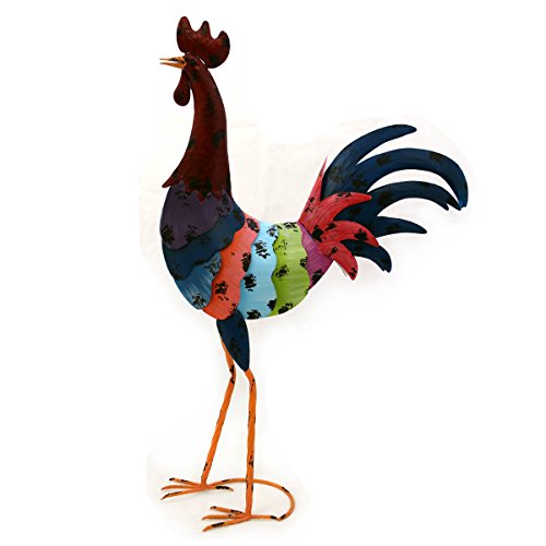 Gall&Zick Dekoration Hahn Bunt Bemalt Garten Deko Tier Henne Huhn Metall Skulptur Figur Design Statue Kunst von Gall&Zick
