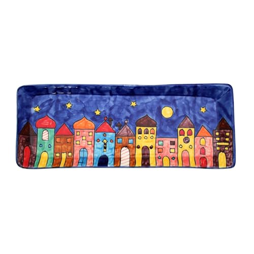 Gall&Zick Handbemalte Keramik-Servierplatte, Servierteller | Vielseitige große Platte 30 × 11 × 2 cm – spülmaschinen- & mikrowellengeeignet, ideal für Buffet, Sushi, Tapas, Kuchen von Gall&Zick
