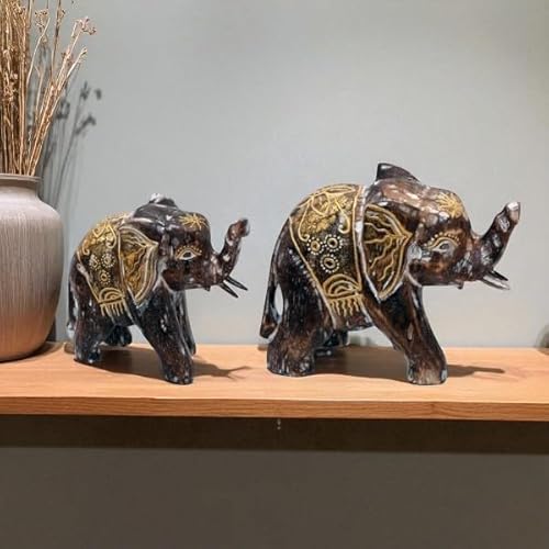 Gall&Zick Holz Figur Elefant Dekoration Bali Deko Garten Wohnung Statue Tier Tiermotiv Geschenk (Set/2) von Gall&Zick