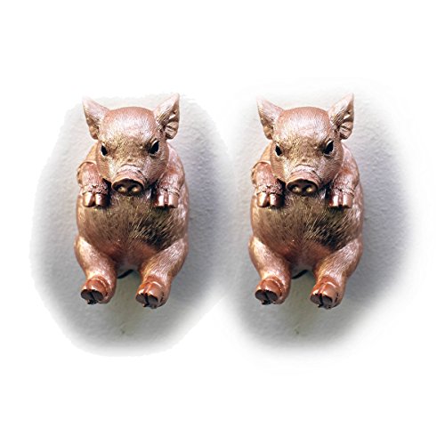 Gall&Zick Set/2 Wandhaken Schwein Rosa Metallic Dekoration Polyresin Haken Garderobenhaken von Gall&Zick