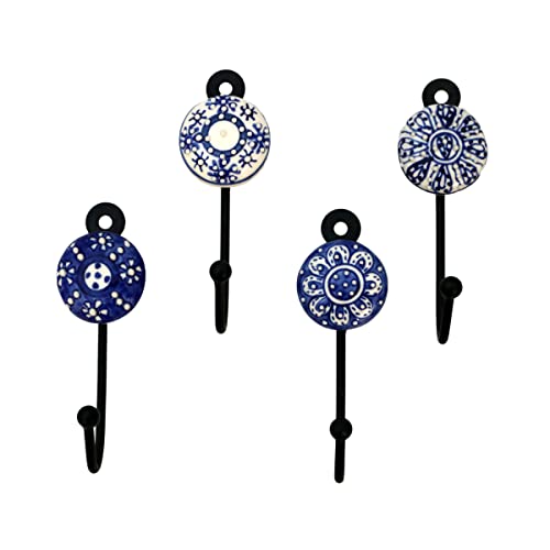 Gall&Zick Wandhaken handbemalte Keramik, Mandala, Set/4 blau weiß Gall&Zick Wandhaken handbemalte Keramik, Mandala, Set/4 blau weiß von Gall&Zick