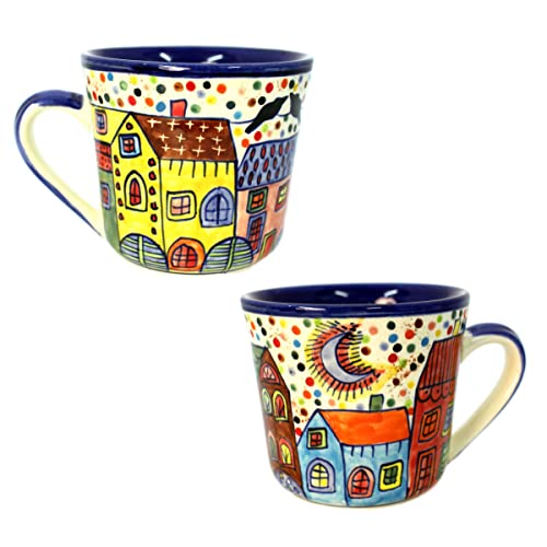 Gall&Zick XL Tasse Kaffeetasse Teetasse Geschirr Keramik Bemalt Bunt Groß Set/2 von Gall&Zick