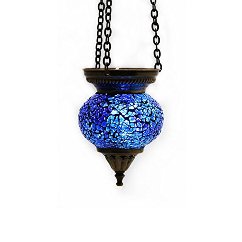 Mosaik Lampe Hängelampe Windlicht Pendelleuchte Aussenleuchte Deckenleuchte aus Glas Teelichthalter Orientalisch Handarbeit Dekoration - Gall&Zick (Blau S) von Gall&Zick