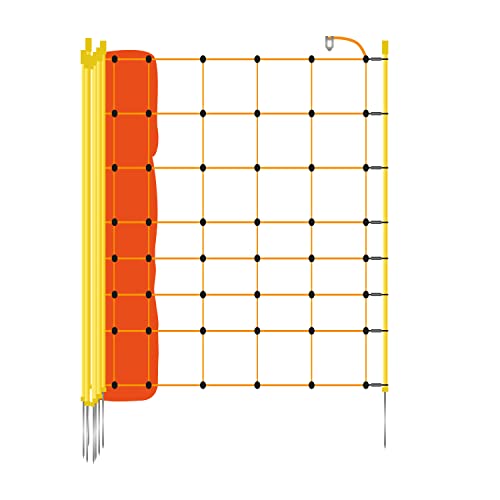 Gallagher Mobiler Weidezaun für Schafe - Schafzaun mit Strom - [Gelb/Orange - 50m x 90cm] - Schafnetz mit Strom - Weidenetz - Elektronetz - Einzelspitze von Gallagher