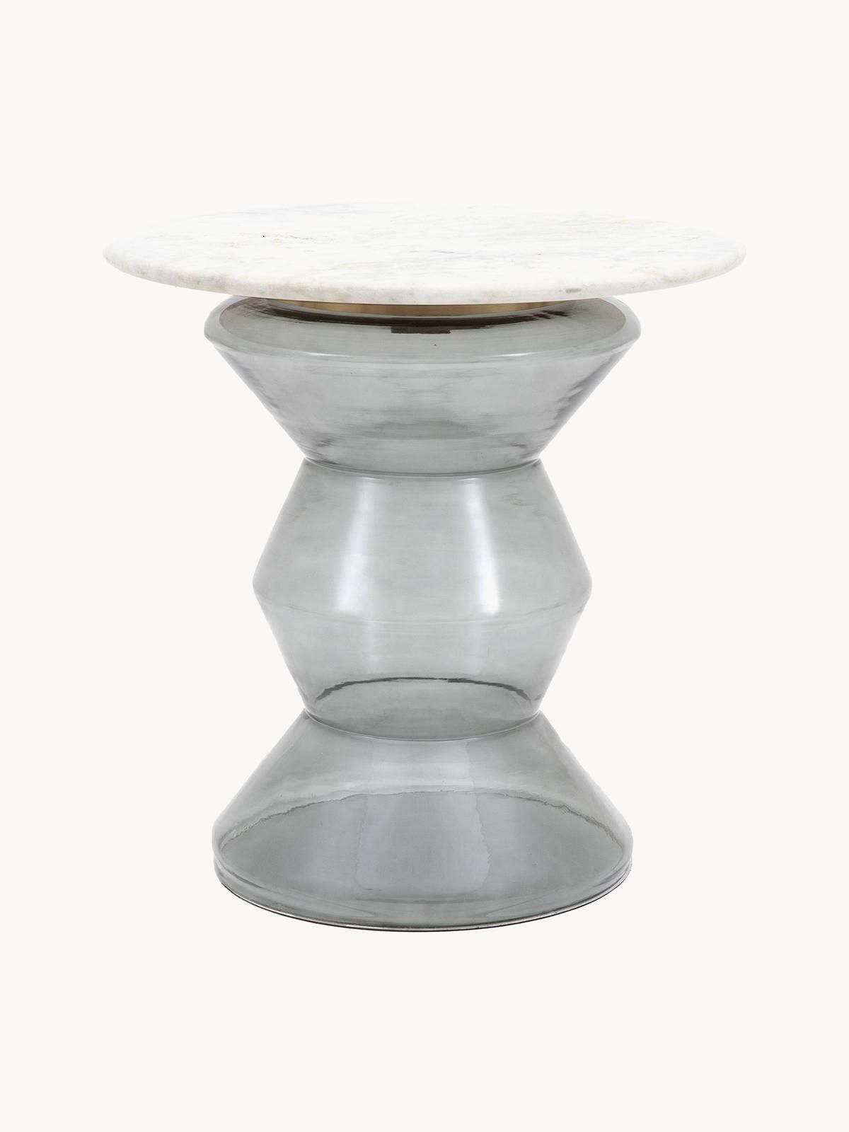 Runder Beistelltisch Turin aus Glas und Marmor, mundgeblasen von Gallery Direct