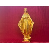 Jungfrau Maria Statue, Statue Der Maria, Gold Heilige Mutter Handgemachtes Weihnachtsgeschenk von GalleryHoneyWinter