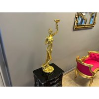 Kerzenständer Vintage - Kerzenhalter Hochzeit Lady Skulptur Gold Statue Figurative von GalleryHoneyWinter
