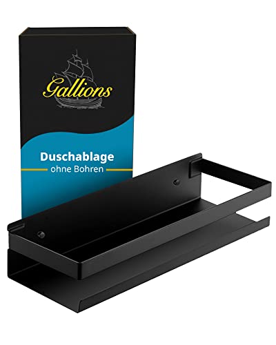 Gallions Duschablage ohne Bohren Edelstahl rostfrei 30cm schwarz matt - Duschkorb zum Kleben in Bad Badezimmer Dusche - Ablage zur Aufbewahrung für Shampoo und Duschgel - Duschregal Badablage von Gallions