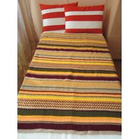Handgestrickte Streifen Afghanbunte Strickdecke von GalyaKireva