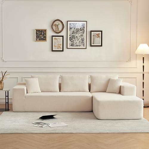 Galyar Chic, Modulares Chaiselongue, modernes Sofa aus komprimiertem Schaumstoff, Lieferung ohne Montage, (gepolstert Bouclé Beige, Chaiselongue links) von Galyar