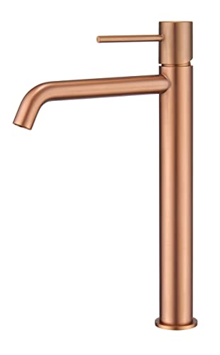 GALYON IMEX Einhebelmischer für Waschbecken, Serie Monza BDM039-3, Keramikkartusche Ø26 mm, Flexos 9,5 cm (3/8 Zoll), Roségold gebürstet von Galyon