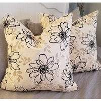 Floral Baumwollflachs Kissenbezug Schwarzes, Natürliches Und Graues Akzentkissen Floral Baumwollflachs Kissenbezug Schwarzes, Natürliches Und Graues Akzentkissen von GamGamzhandcrafted