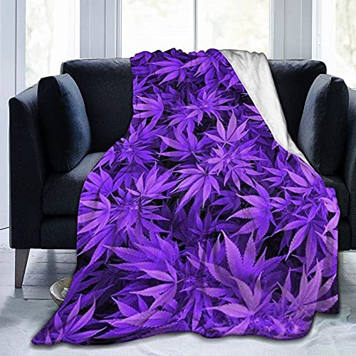 Gambo Lila Weed Flanell Fleece Überwurf Decken für Bett Sofa Zimmer Zuhause Weiche Decke Warm Ganzjahresüberwurf Plüschdecke 203,2 x 152,4 cm von Gambo