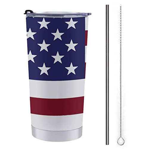 Gambo Reise-Kaffeetasse mit amerikanischer und texasischer Staatsflagge, Edelstahl, isolierter Becher, langlebiger Becher mit Deckel und Strohhalm, 590 ml von Gambo