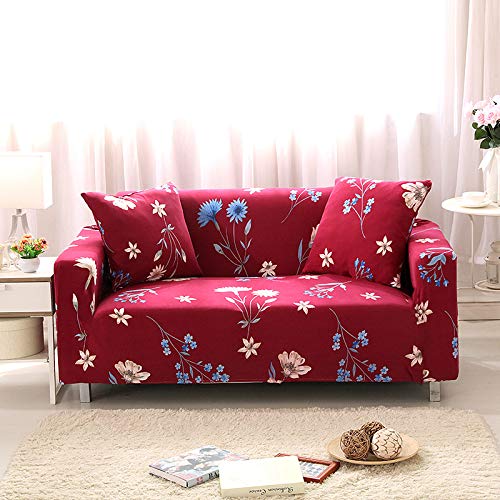Gambo Sofa Überzug Blume Rot Sofabezug 3 Sitzer Stretch Sofahusse Elastischer Sofabezug Spandex Sofa Überzug Anti-Rutsch Waschbar Sofa Protection Cover Schonbezug Couch von Gambo