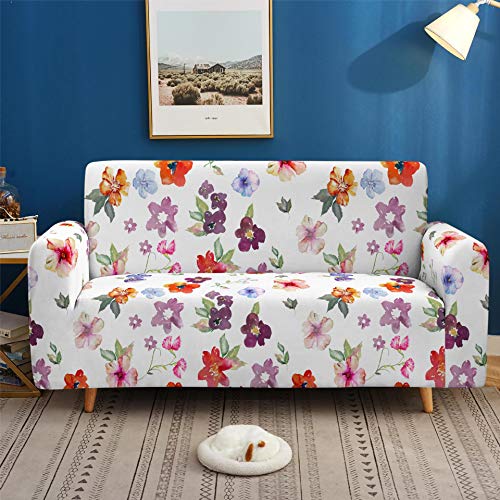 Gambo Sofa Überzug Bunte Blumen Stretch Sofa Überzug 3 Sitzer Super Elastisch Sofabezug Mit Armlehnen Waschbarer Kratzfester rutschfest Sofa Cover Für Hunde Katzen Und Haustiere von Gambo