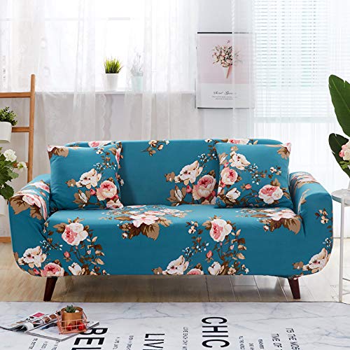 Gambo Sofa Überzug Rosa Blumen High Stretch Sofabezug Moderne Universal Sofaüberwurf Jacquard Elastische Sofahusse Für Wohnzimmer Protector rutschfest Für Hunde Haustiere 90-140Cm von Gambo