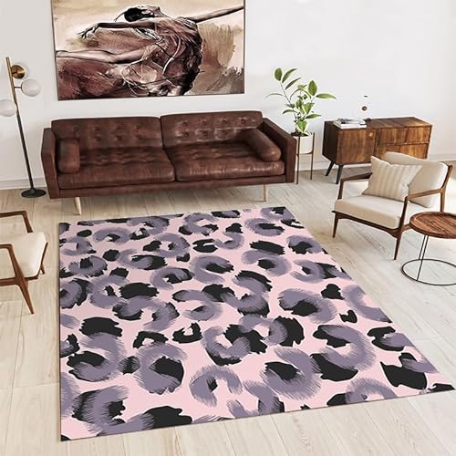 Gambo Teppich Pink Leopard Print Teppich Moderne Abstrakte Polyester,Für Wohnzimmer Schlafzimmer Esszimmer rutschfeste Weiche Teppich,Faltbar Küchenteppich,Pflegeleicht,80X120Cm von Gambo