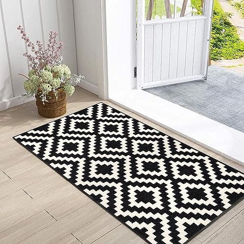 Schmutzfangmatte Innen Schwarze Geometrie Dauerhaft Anti-Rutsch Gummi Zurück Ultra Absorbieren Schlamm Einfach Zu Säubern Haustür Eingangsmatte Für Patio, Flur, Garten von Gambo