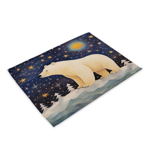 Tischsets Abwaschbar Eisbär Tischsets Abwaschbar,Set Mit 6 Platzset Polyester,Leicht Zu Reinigen, rutschfest,Hitzebeständig,Für Küchentisch Und Restaurants von Gambo