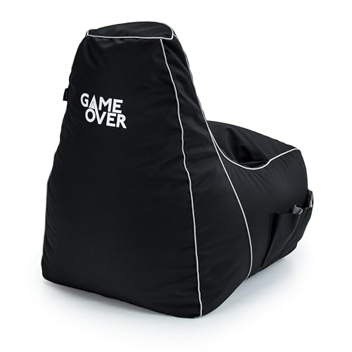 Game Over 8Bit Kinder Mini Videospiel Sitzsack für Videospiele | Wohnzimmer | Seitentaschen für Steuergeräte | Headset-Halter | Ergonomisches (Kosmischer Rauch) von Game Over