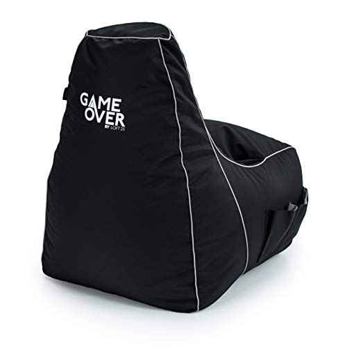 Game Over 8Bit Sitzsack Kinder Mini Videospiel Bean Bag | Indoor Wasserbeständig | Seitentaschen für Controller | Headset-Halter | Ergonomisches Design (Kosmischer Rauch) von Game Over